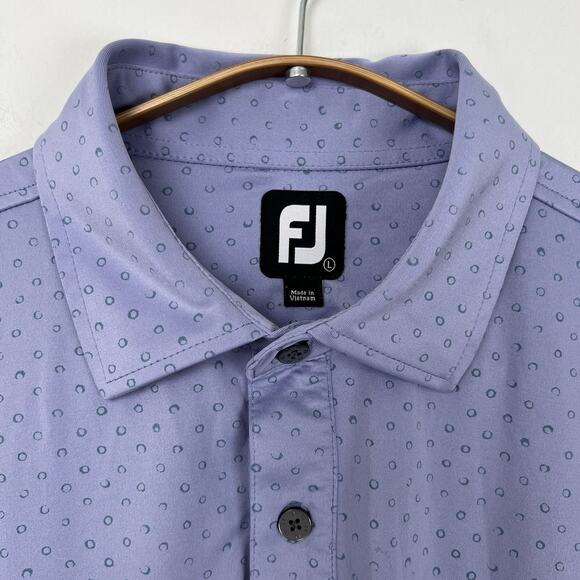 FootJoy Men's L Purple With Circles Performance Golf Polo Shirt - Picture 2 of 7